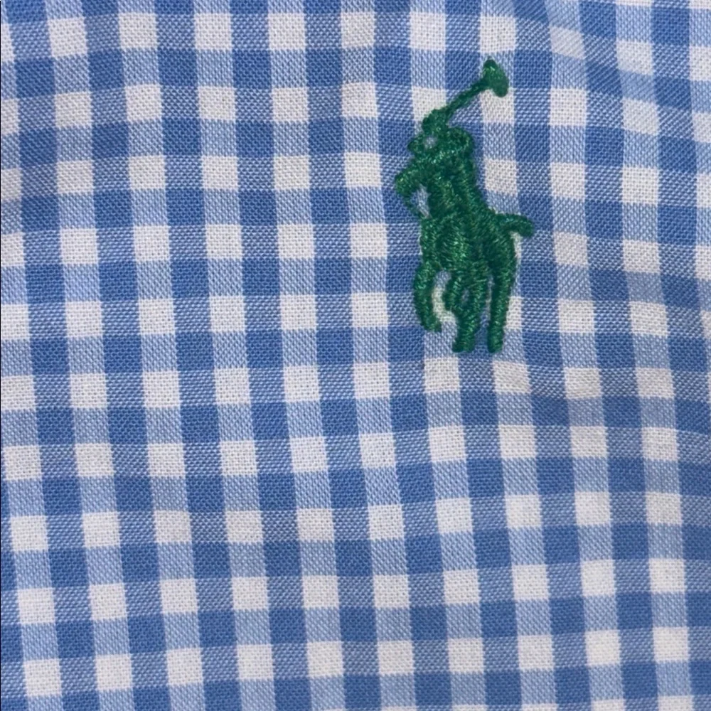Ralph Lauren boys size 4 Light Blue White Checkered gingham plaid‎ Shirt preppy